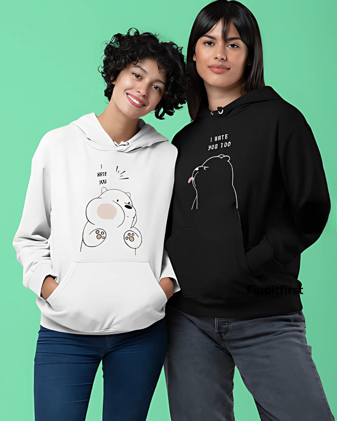 Matching Black & White Hoodies for Couples & Friends