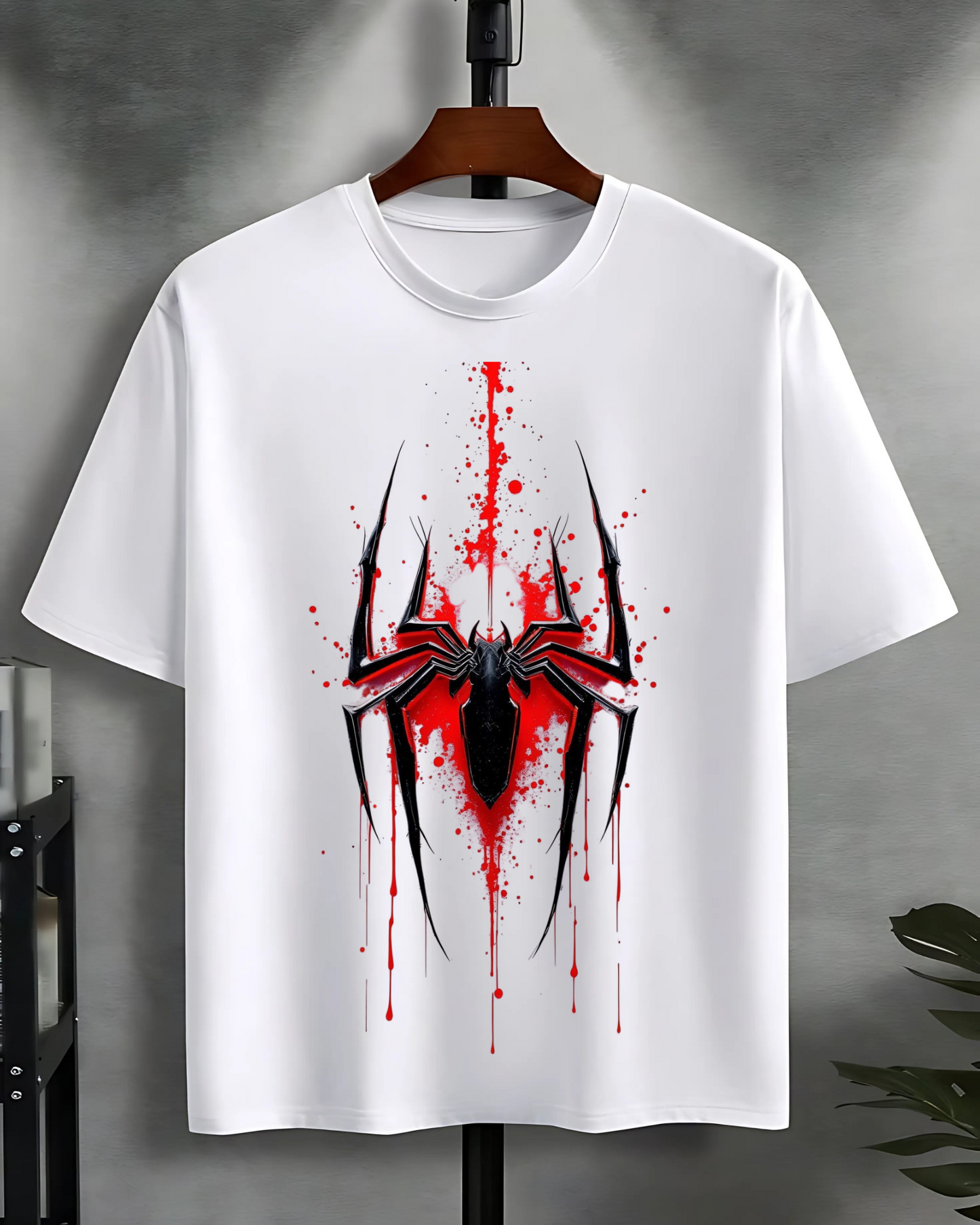 Red Spider Web Streetwear T-Shirt – 100% Cotton