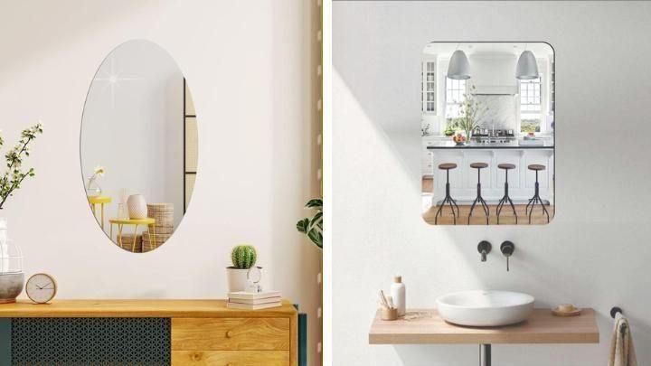 Elegant Combo of Oval & Square Shaped Mirrors (Pack of 2)