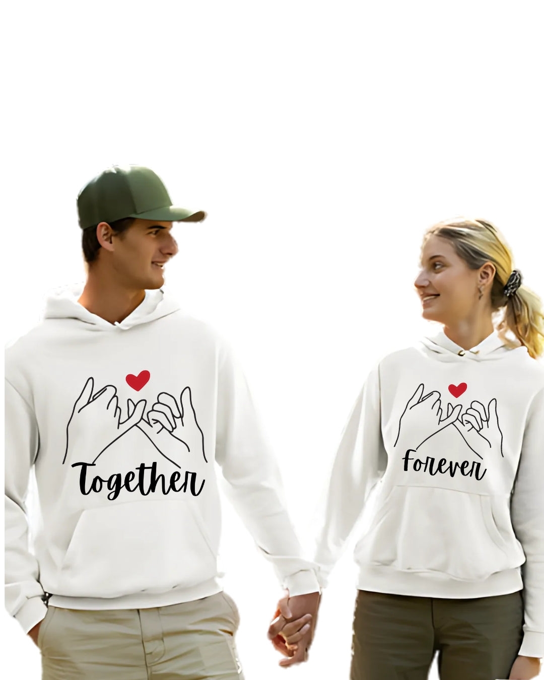 Matching White Love Hoodies for Couples & Friends