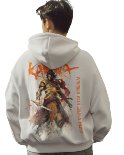 Karna Warrior Printed Hoodie – Stylish Oversized Hoodie for Men by Finditfirst
