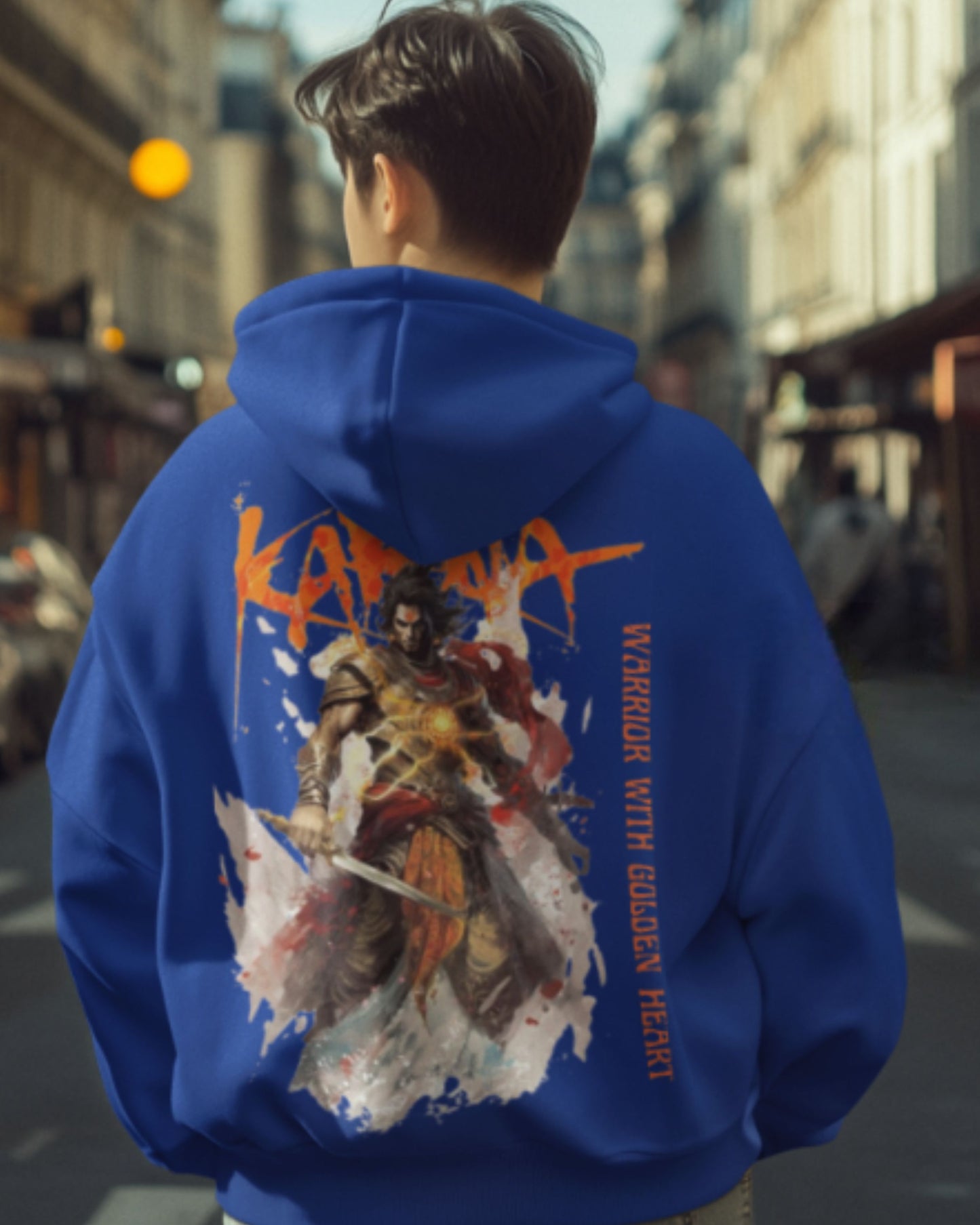 Karna Warrior Printed Hoodie – Stylish Oversized Hoodie for Men by Finditfirst