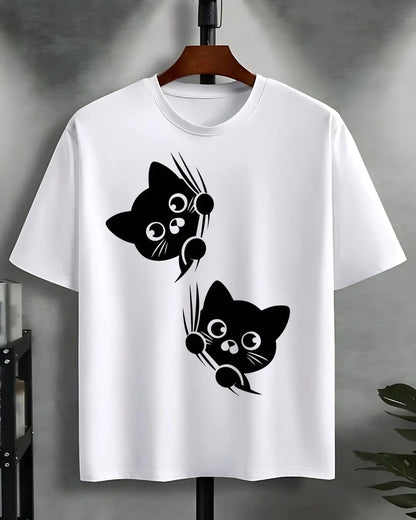 Cute Cat Scratch Streetwear T-Shirt