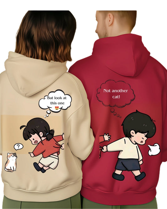 Funny Cat Print Matching Hoodies for Couples & Friends